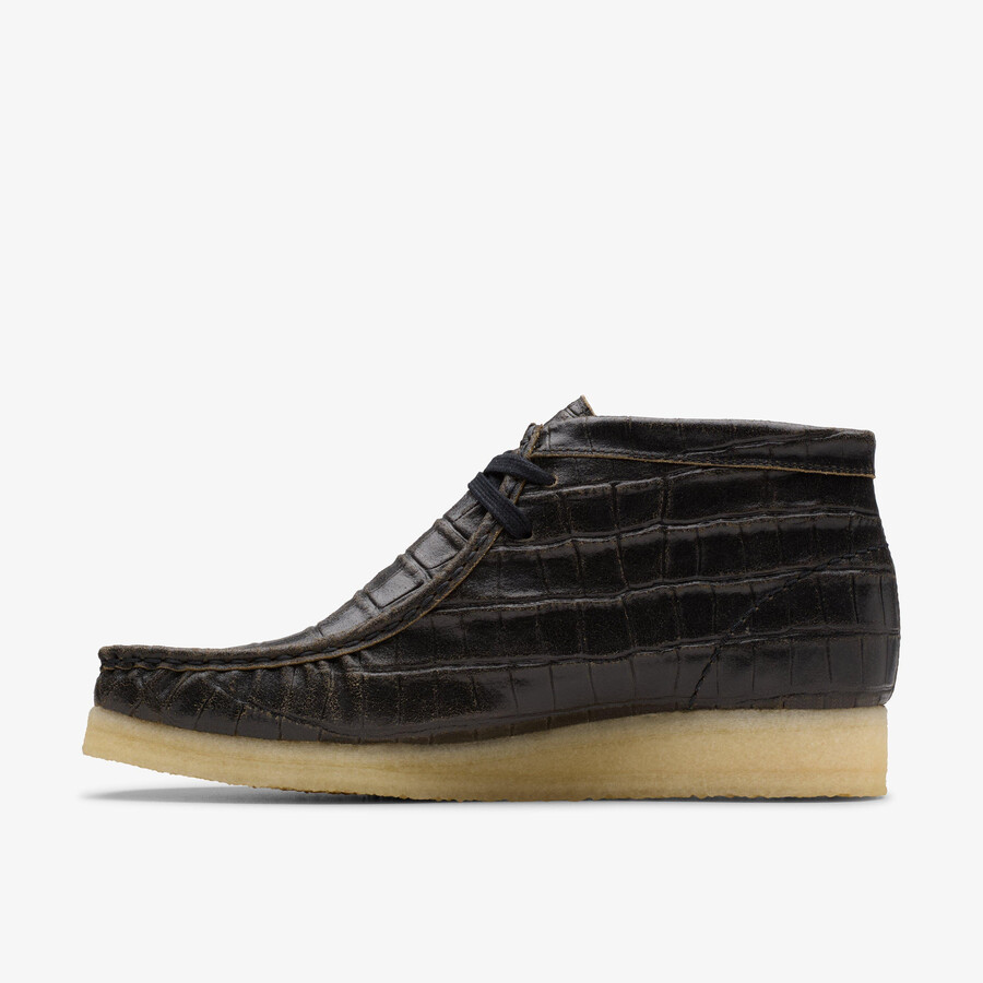 wallabee boot - zwart krokodillenleer
